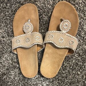Jack Rogers Tan Sandals with Silver Accents
